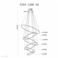 Каскадная люстра iLedex XT04-D1200 GD