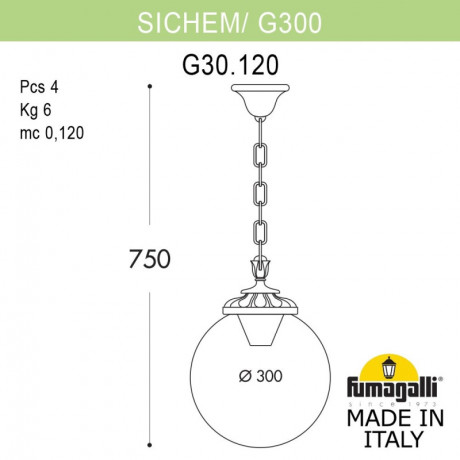 Подвесной уличный светильник Fumagalli G30.120.000.BYF1R