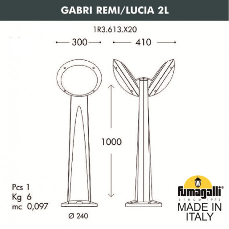 Садово-парковый светильник Fumagalli 1R3.613.X20.AYE27
