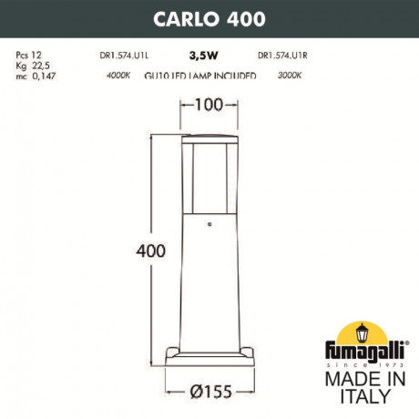 Садово-парковый светильник Fumagalli DR1.574.000.WXU1L