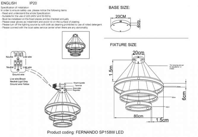 Каскадная люстра Crystal Lux FERNANDO SP158W LED COFFEE/BLACK