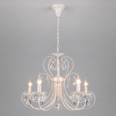 Подвесная люстра Eurosvet 3305/5 белый с золотом/прозрачный хрусталь Strotsk