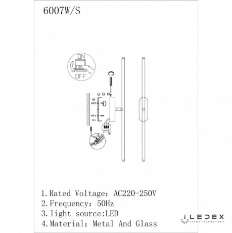 Бра iLedex 6007W/S - 8W - 3000K GL