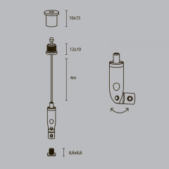 Подвесной комплект Maytoni Technical ALM-3535R-P-4M