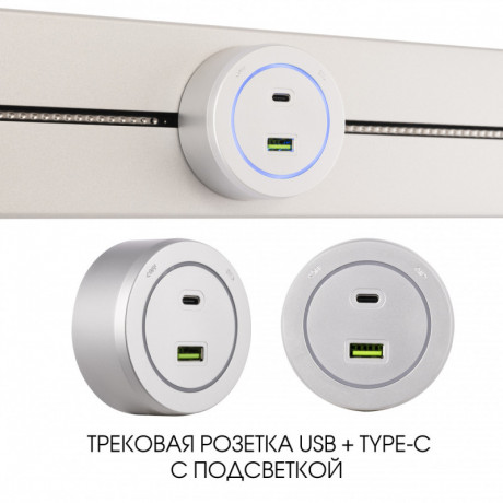 Трековая система розеток Arte Milano 399731TS/USB-Type-C Silver
