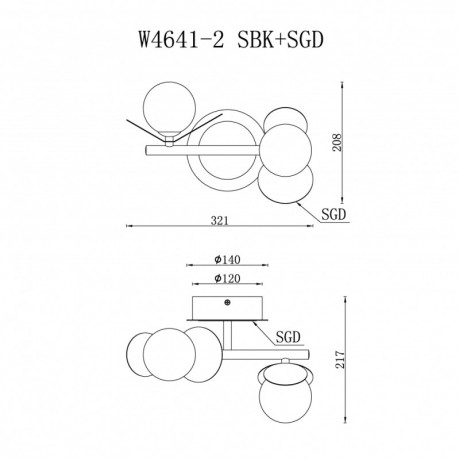 Бра iLedex W4641-2 MBK+SGD