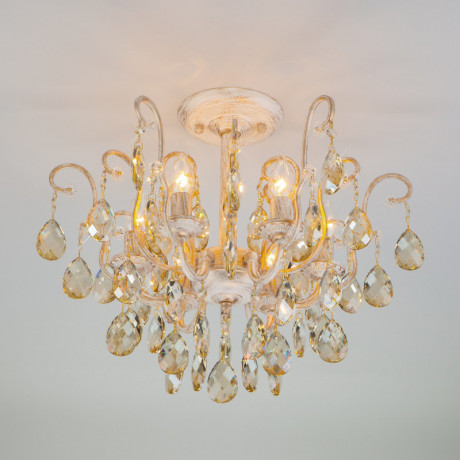 Люстра на штанге Eurosvet 10022/6 белый с золотом/ тонированный хрусталь Str