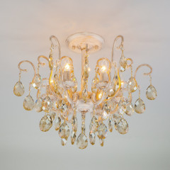 Люстра на штанге Eurosvet 10022/6 белый с золотом/ тонированный хрусталь Str
