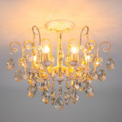 Люстра на штанге Eurosvet 10022/6 белый с золотом/ тонированный хрусталь Str