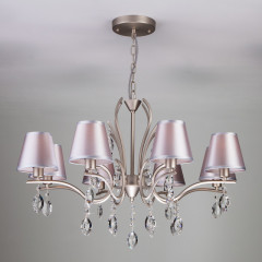 Подвесная люстра Eurosvet 10089/8 сатин-никель/прозрачный хрусталь Strotskis