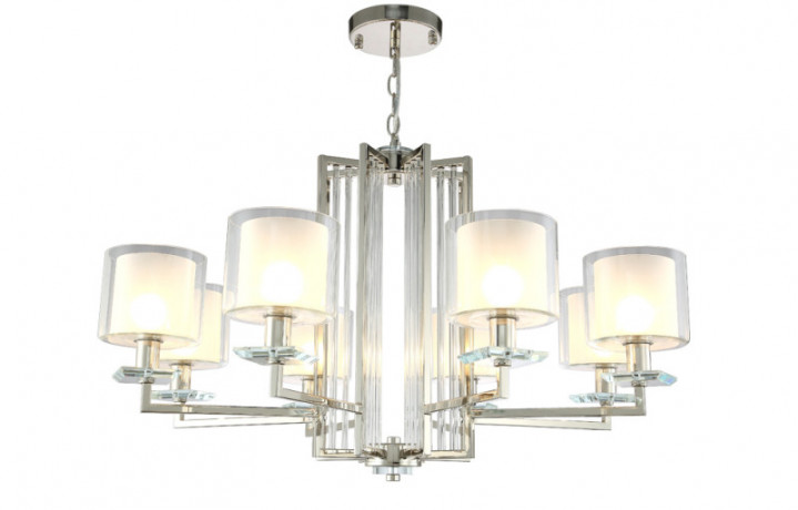 Подвесная люстра Crystal Lux NICOLAS SP-PL8 NICKEL/WHITE