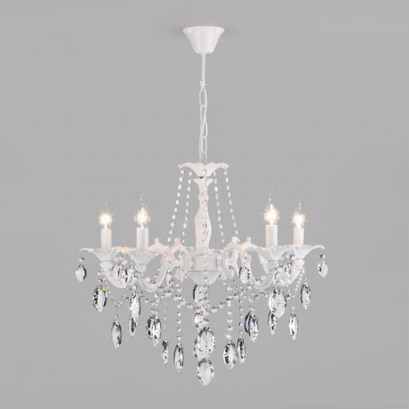 Подвесная люстра Eurosvet 10108/5 белый/прозрачный хрусталь Strotskis