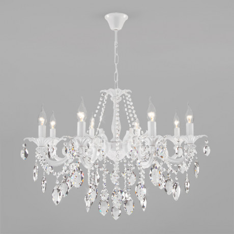 Подвесная люстра Eurosvet 10108/8 белый/прозрачный хрусталь Strotskis