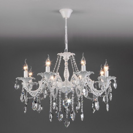 Подвесная люстра Eurosvet 10108/8 белый/прозрачный хрусталь Strotskis