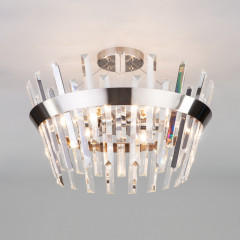 Люстра на штанге Eurosvet 10111/5 сатин-никель/прозрачный хрусталь Strotskis