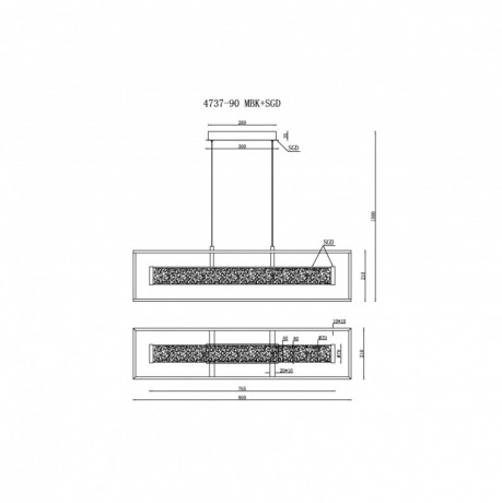 Подвесная люстра iLedex 4737-90 MBK+SGD
