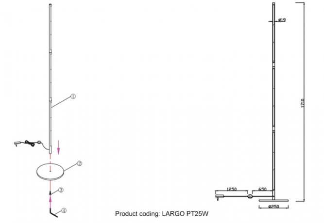Торшер Crystal Lux LARGO PT25W BLACK