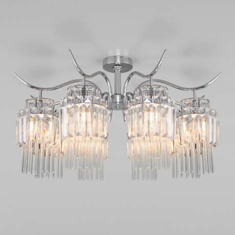 Люстра на штанге Eurosvet 10119/8 хром/прозрачный хрусталь Strotskis