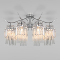 Люстра на штанге Eurosvet 10119/8 хром/прозрачный хрусталь Strotskis