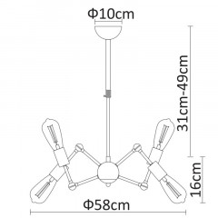 Люстра на штанге ARTE Lamp A9190LM-6BK