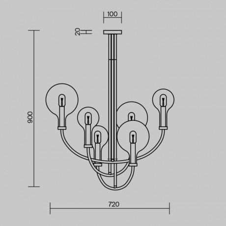 Люстра на штанге Maytoni MOD333PL-06B