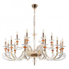 Подвесная люстра Crystal Lux CATARINA SP12+6 V2 GOLD/TRANSPARENT-COGNAC