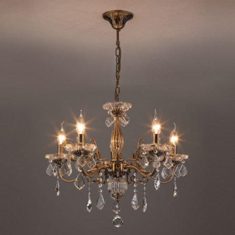 Подвесная люстра Eurosvet 3281/5 античная бронза/прозрачный хрусталь Strotsk