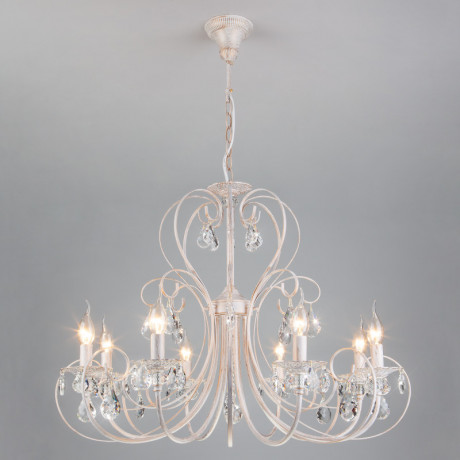 Подвесная люстра Eurosvet 3305/8 белый с золотом/прозрачный хрусталь Strotsk