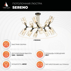 Люстра на штанге Vele Luce VL2194L12