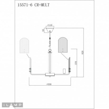 Подвесная люстра iLamp 15571-6 CR+MULT