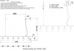 Подвесная люстра Crystal Lux CLT 015C6 L1200 BL-GO