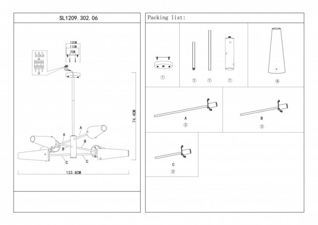 Люстра на штанге ST-Luce SL1209.302.06