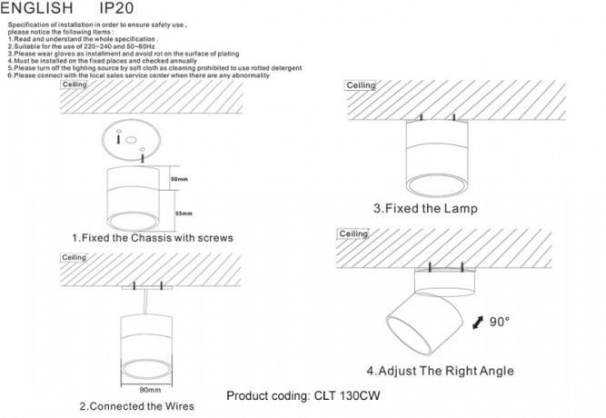 Накладной светильник Crystal Lux CLT 130CW BL