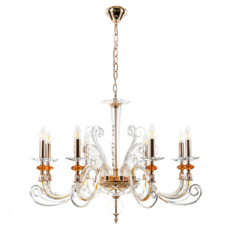 Подвесная люстра Crystal Lux CATARINA SP8 V2 GOLD/TRANSPARENT-COGNAC