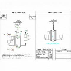 Подвесная люстра iLamp RM6201-8+4 CR+CL