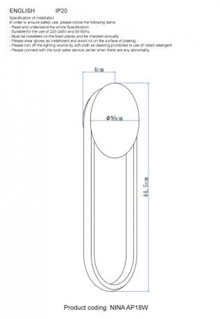 Бра Crystal Lux NINA AP18W LED BRASS