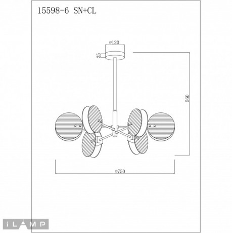 Люстра на штанге iLamp 15598-6 SN+CL