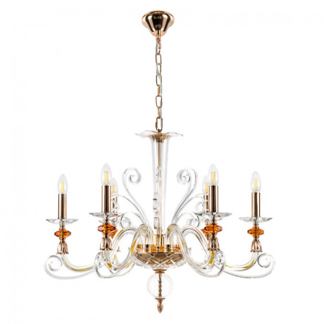 Подвесная люстра Crystal Lux CATARINA SP6 V2 GOLD/TRANSPARENT-COGNAC