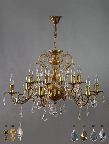 Подвесная люстра AMBIENTE by BRIZZI 8888/6+6 AB Leaf crystal