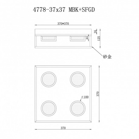 Накладной светильник iLedex 4778-37x37 MBK+SGD