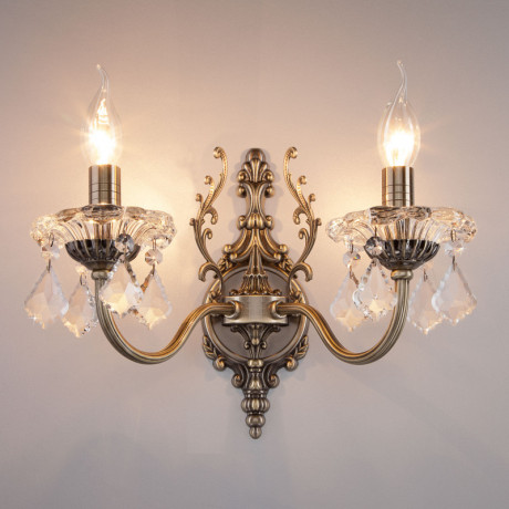 Бра Eurosvet 3281/2 античная бронза/прозрачный хрусталь Strotsk