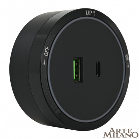 Трековая система розеток Arte Milano 380066TS LED/USB-Type-C Black
