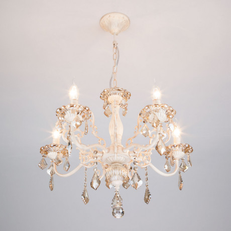 Подвесная люстра Eurosvet 3281/5 белый с золотом/тонированный хрусталь Strot