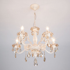 Подвесная люстра Eurosvet 3281/5 белый с золотом/тонированный хрусталь Strot