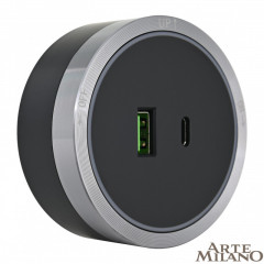 Трековая система розеток Arte Milano 380066TS LED/USB-Type-C Grey